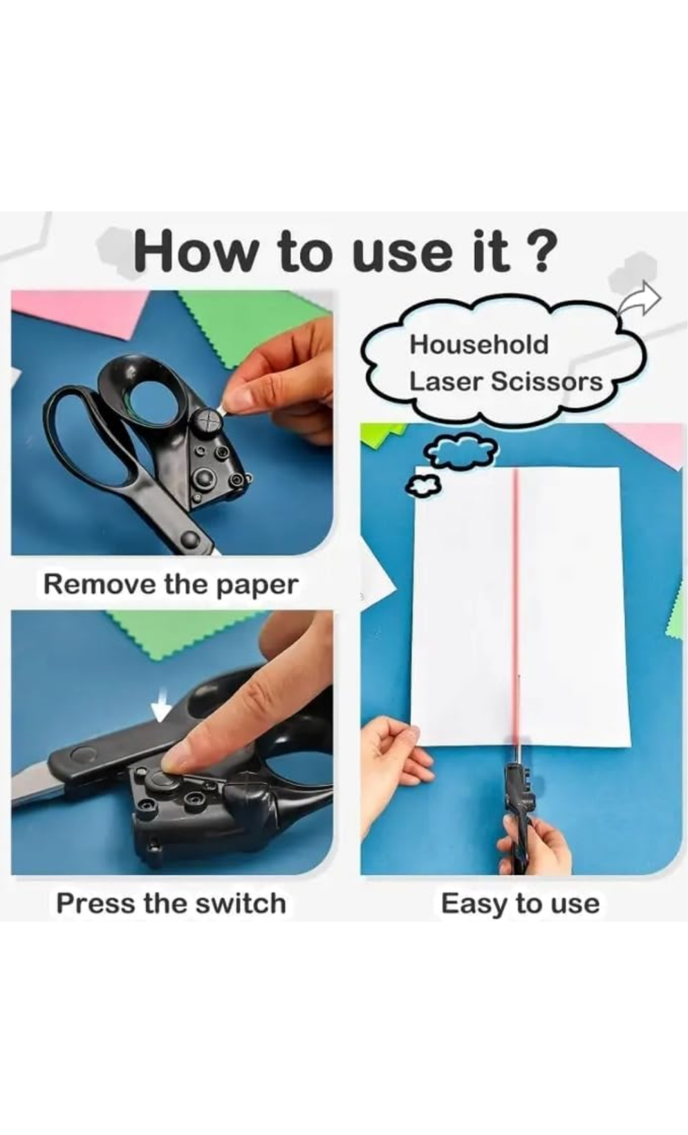 Professional Laser Guided Scissors, Precision Straight Accurate Cutting Cutting Tool for Crafts and Fabric, DIY Projects Black (1 Pc) COD available