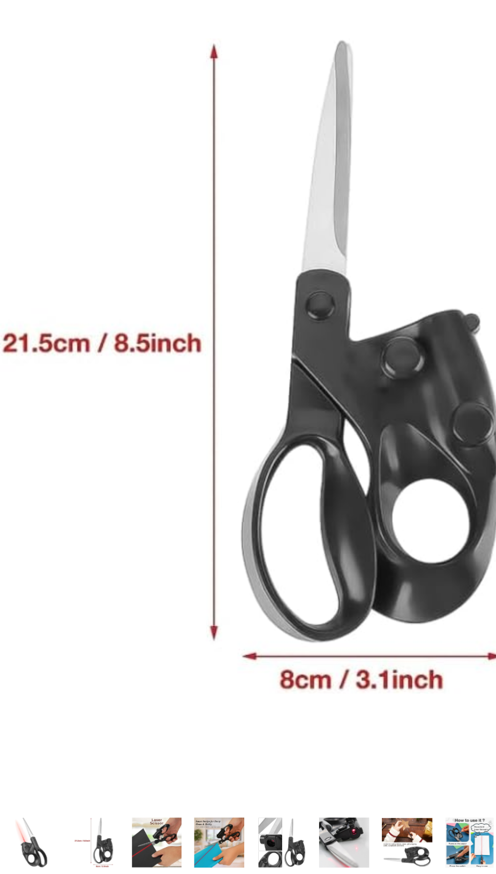 Professional Laser Guided Scissors, Precision Straight Accurate Cutting Cutting Tool for Crafts and Fabric, DIY Projects Black (1 Pc) COD available